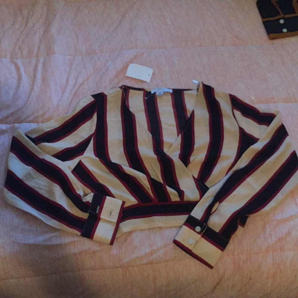 Stripe Wrap Crop Top